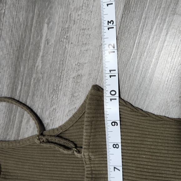 Derek Heart Olive Green Ribbed Tank Top Knit Dress Calico Buttons Womens S - Picture 10 of 12